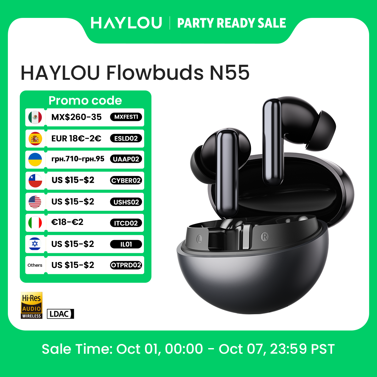 Type C Wired Earphones With Mic - HAYLOU Flowbuds N55 무선 이어버드 54dB
